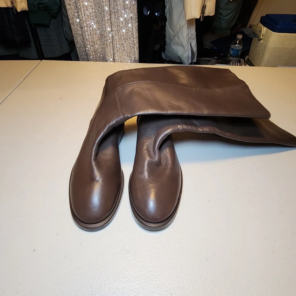New Stuart Weitzman Keelan Brown‎ Leather Riding Boots Quiet Luxury Rare Size